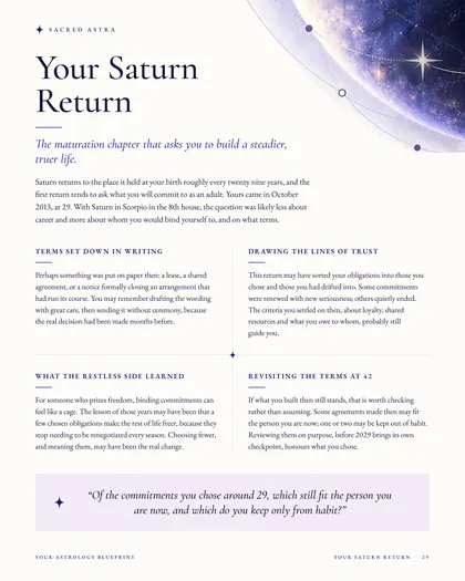 Page 29 of a sample Blueprint: Your Saturn Return