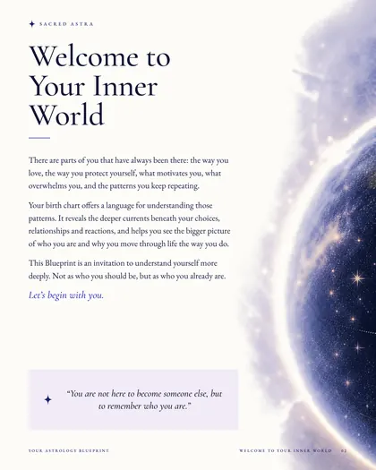 Page 2 of a sample Blueprint: Welcome to Your Inner World